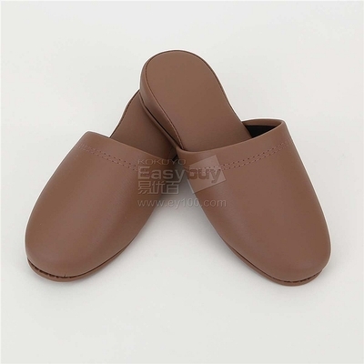 Kaunet 浅咖啡皮革拖鞋 办公室与居家的舒适伴侣